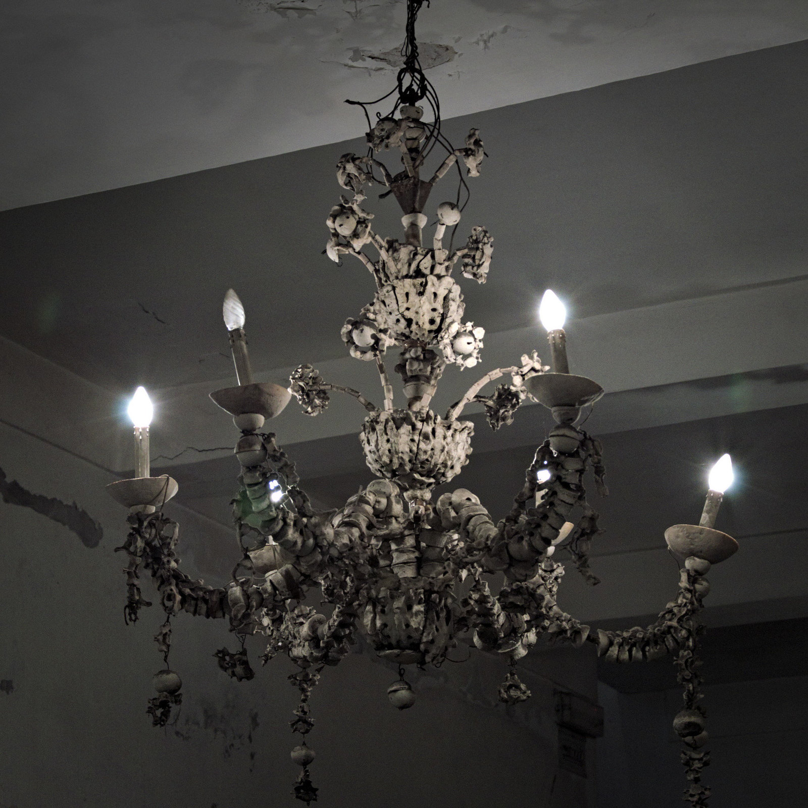 Chandelier made of human bones