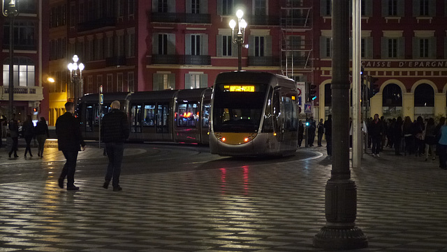 Tram Turning at Place Massena, Nice, France