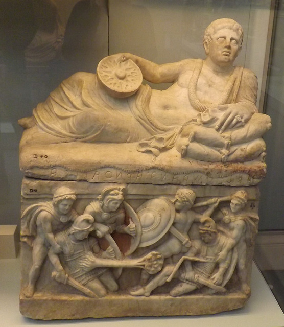 Alabaster Cinerary Urn with a Reclining Man in the British Museum, May 2014