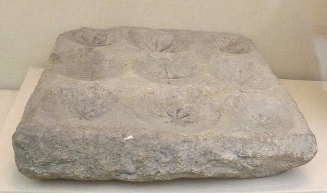 Stone Slab with Nine Inscribed Depressesions, Perhaps a Board Game in the British Museum, April 2013