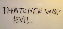 Anti-Thatcher Graffiti on Oxford Street in London, April 2013