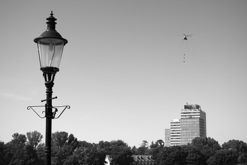 The O2 building in Bratislava, with Rescue Helicopter