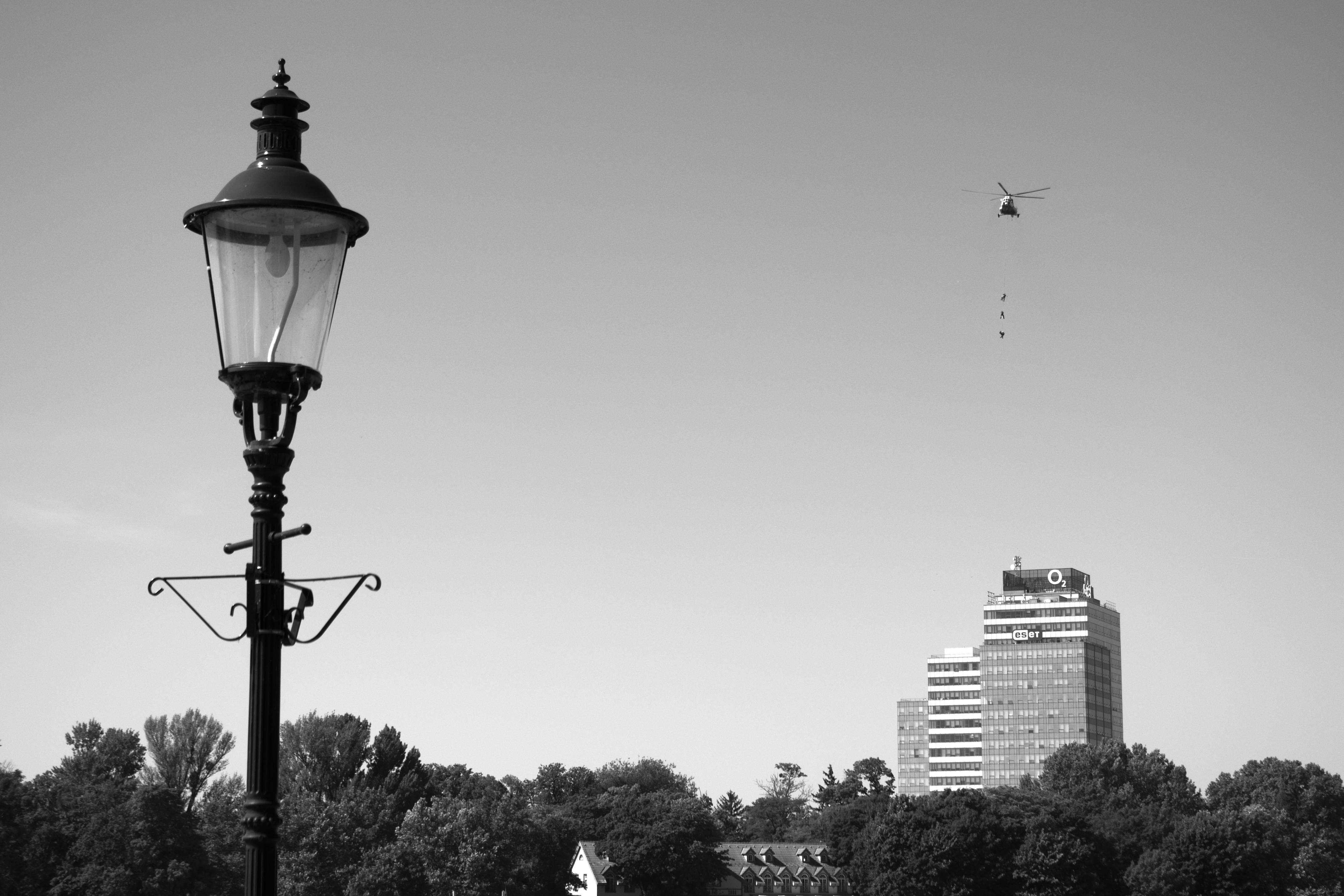 The O2 building in Bratislava, with Rescue Helicopter