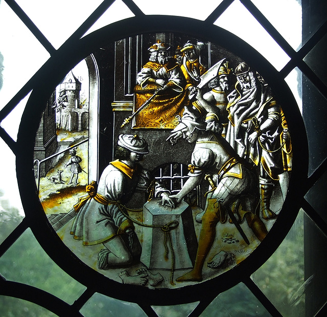 The Martyrdom of St. Jacobus Intercisus Stained Glass in the Cloisters, June 2011