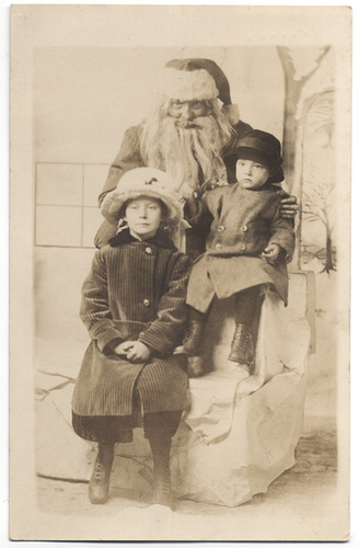 Ethel Posing with Santa and Another Child