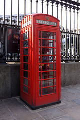 Telephone Booth in Front of the British Museum in London, April 2013