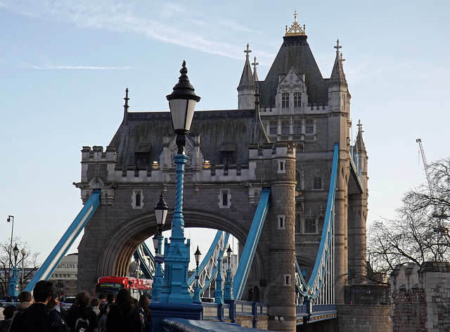 Detail of Tower Bridge in London, April 2013