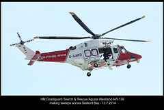 Coastguard G-SARD helicopter - Seaford Bay - 13.7.2014