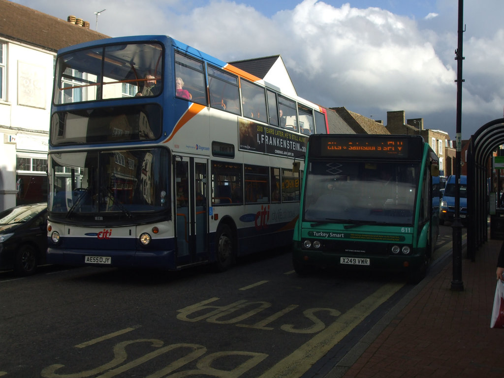 DSCF4448 Stagecoach AE55 DJY and Norfolk Green X249 VWR