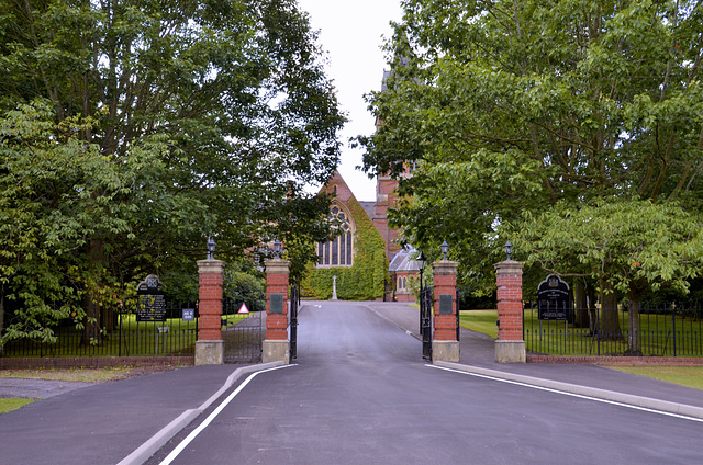 Entrance gates to the Royal Garrison Church of All Saints, Aldershot, (The Red Church)