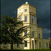 observatory in a stormy sky