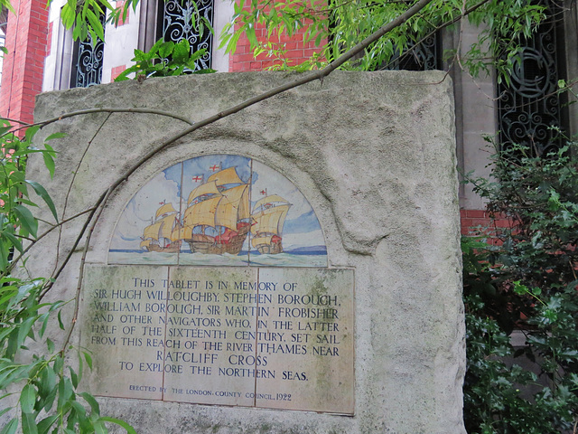 explorers' memorial, shadwell riverside, london