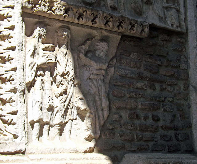 Detail of The Arch of the Argentarii in Rome, July 2012