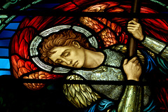 Detail of Morris and Co War Memorial Window, Warslow Church, Staffordshire