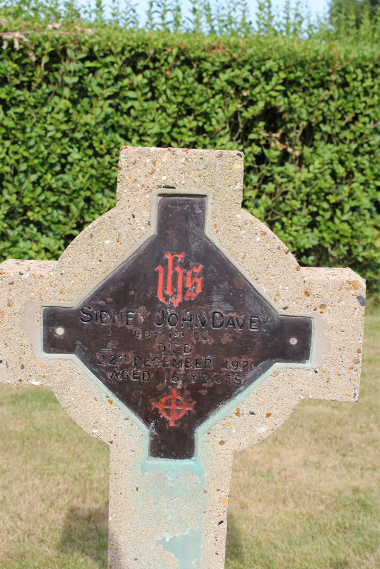 A navy cadet's grave, Shotley, Suffolk