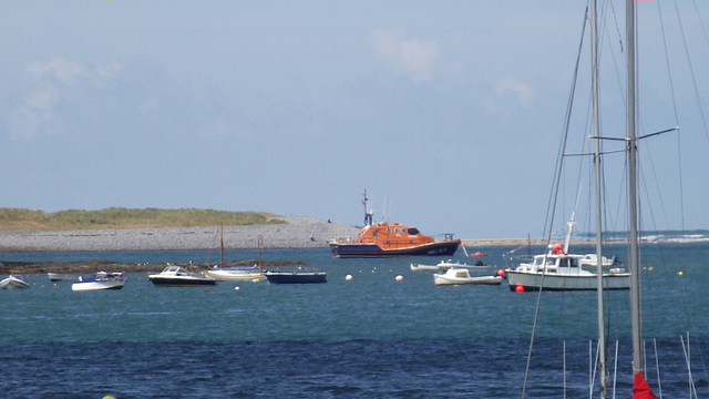 The lifeboat is safely moored up