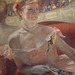 Detail of Woman with a Pearl Necklace in a Loge by Mary Cassatt in the Philadelphia Museum of Art, January 2012