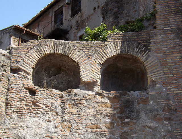 Detail of the Brick Niches on the Temple of Divine Romulus in the Forum Romanum, July 2012