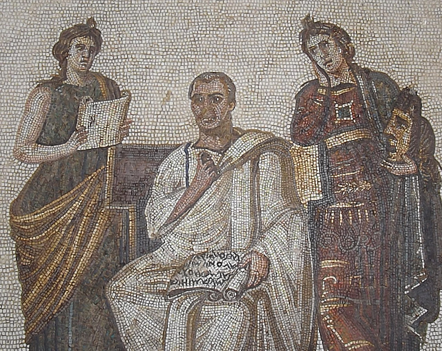 Detail of the Virgil with Calliope and Polymnia Mosaic from Sousse in the Bardo Museum, June 2014