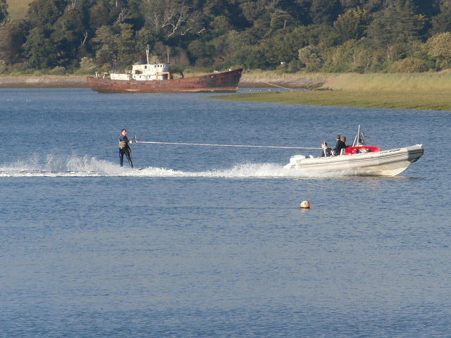 A lone water skier