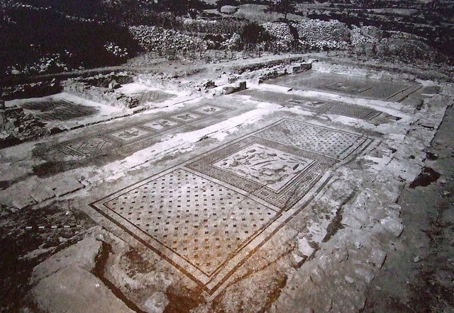 Photograph of the Original Site of the Marine Mosaic with Two Side Panels in the Boston Museum of Fine Arts, October 2009