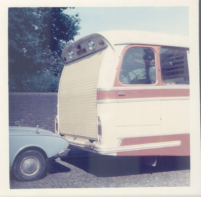 Former Yelloway 7073 DK as a stock car transporter with Stuart Smith 'Wildcat' - July 1975