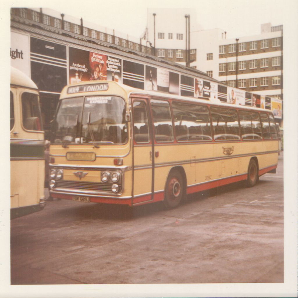 Yelloway TDK 689J in Victoria Coach Station, London - 26 Jan 1973