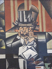 Detail of Man in a Cafe by Juan Gris in the Philadelphia Museum of Art, January 2012