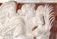 Detail of relief by Margaret Rope, Blaxhall Church, Suffolk