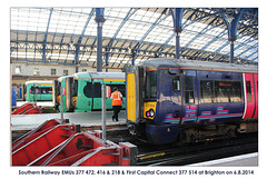 Southern & FCC 377s at Brighton - 6.8.2014