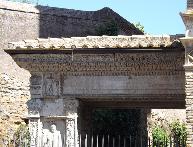 Detail of The Arch of the Argentarii in Rome, July 2012