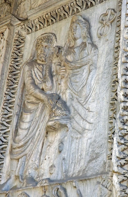 Detail of The Arch of the Argentarii in Rome, July 2012