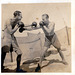 WWII RAF Men Boxing Match in Airbase Camp Iraq Middle East c1942