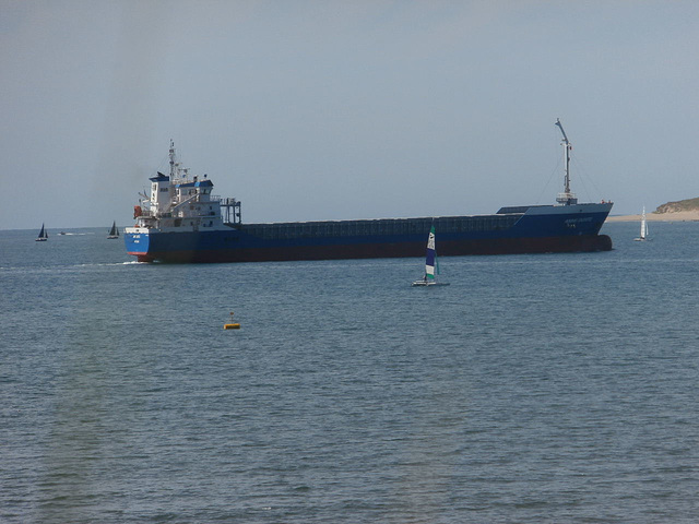 The pilot had to sound the horn several times with the yachts sailing too close