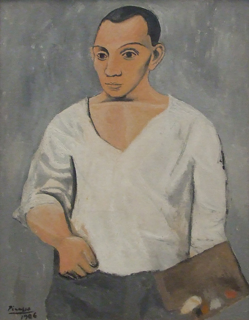 Detail of Self-Portrait with a Palette by Picasso in the Philadelphia Museum of Art, August 2009
