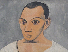 Detail of Self-Portrait with a Palette by Picasso in the Philadelphia Museum of Art, August 2009