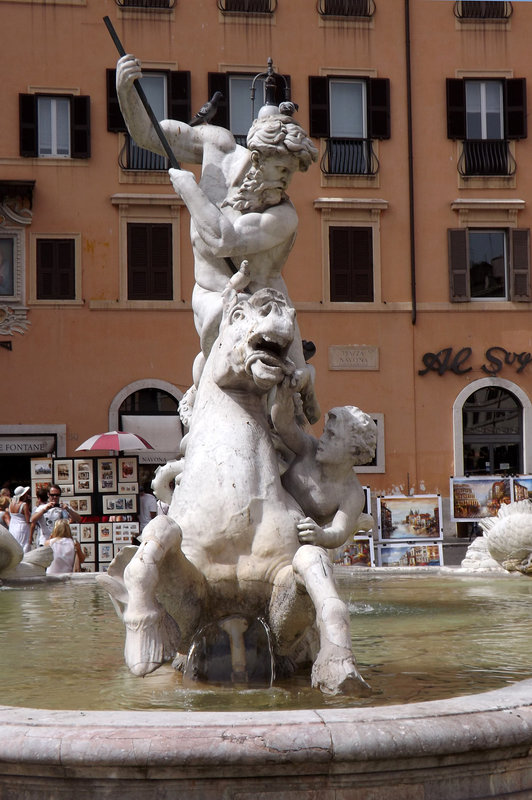 Detail of the Fountain of Neptune in Piazza Navona, June 2012