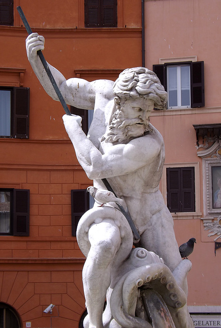 Detail of the Fountain of Neptune in Piazza Navona, June 2012