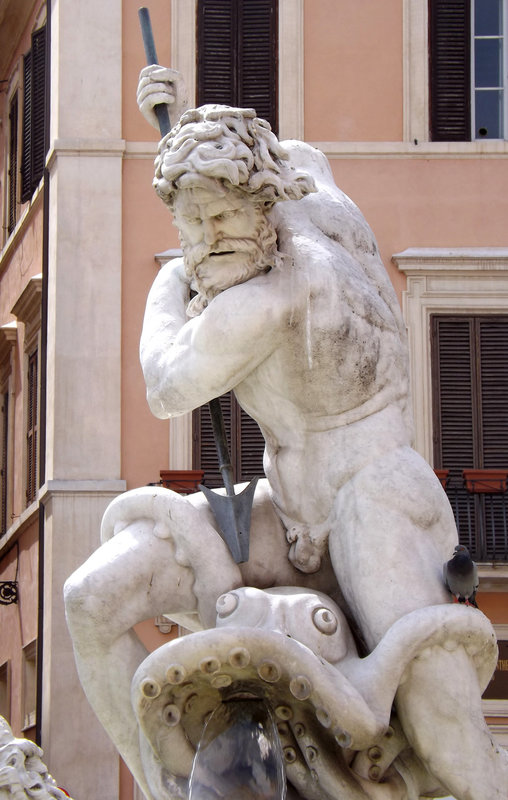 Detail of the Fountain of Neptune in Piazza Navona, June 2012