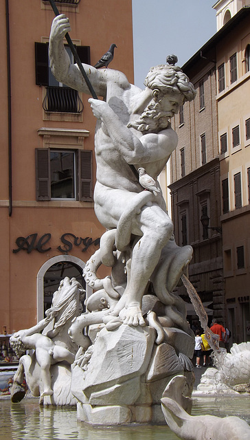 Detail of the Fountain of Neptune in Piazza Navona, June 2012