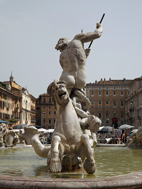 Detail of the Fountain of Neptune in Piazza Navona, June 2012