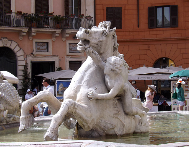 Detail of the Fountain of Neptune in Piazza Navona, June 2012