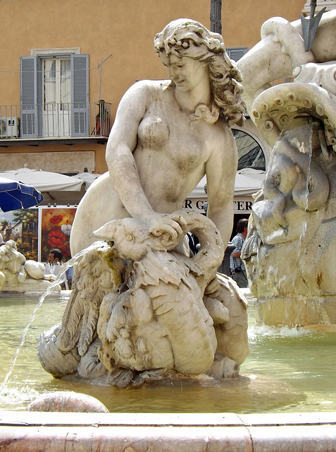 Detail of the Fountain of Neptune in Piazza Navona, June 2012