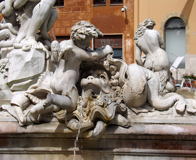 Detail of the Fountain of Neptune in Piazza Navona, June 2012