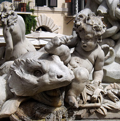 Detail of the Fountain of Neptune in Piazza Navona, June 2012