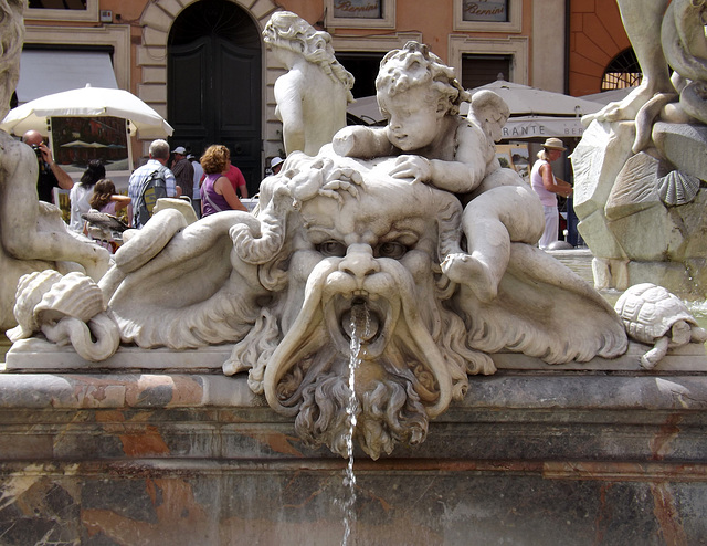 Detail of the Fountain of Neptune in Piazza Navona, June 2012