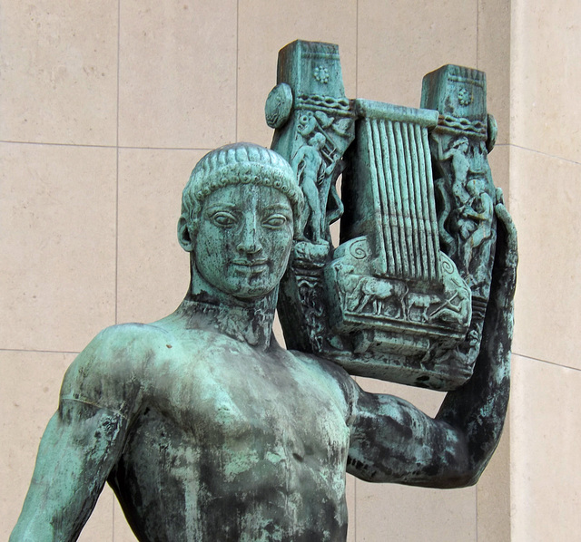 Detail of the Sculpture of Apollo at the Trocadero in Paris, June 2013