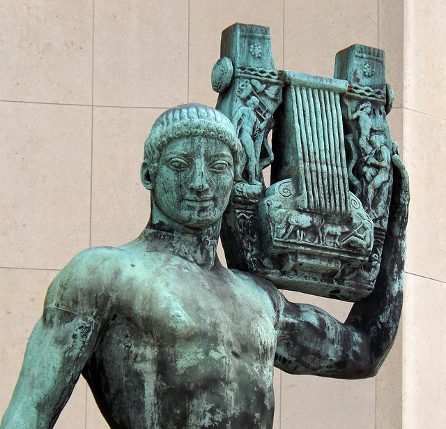 Detail of the Sculpture of Apollo at the Trocadero in Paris, June 2013