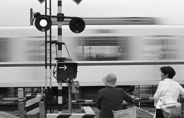 At a railway crossing