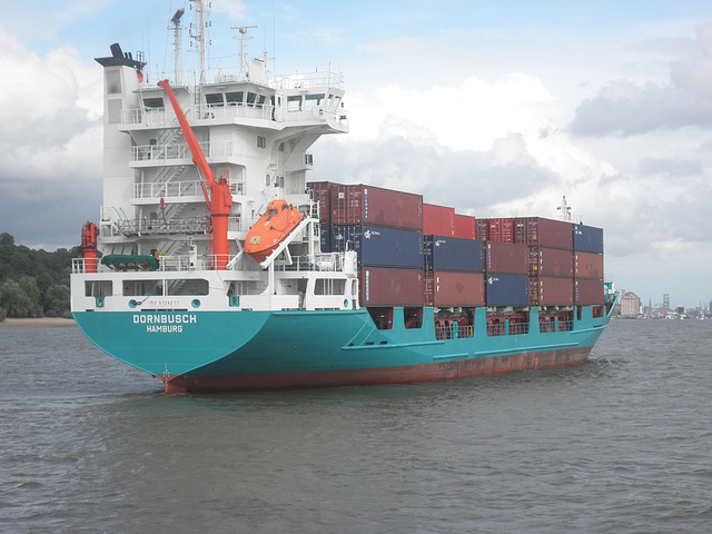 Feeder-Containerschiff  Dornbusch auf der Elbe